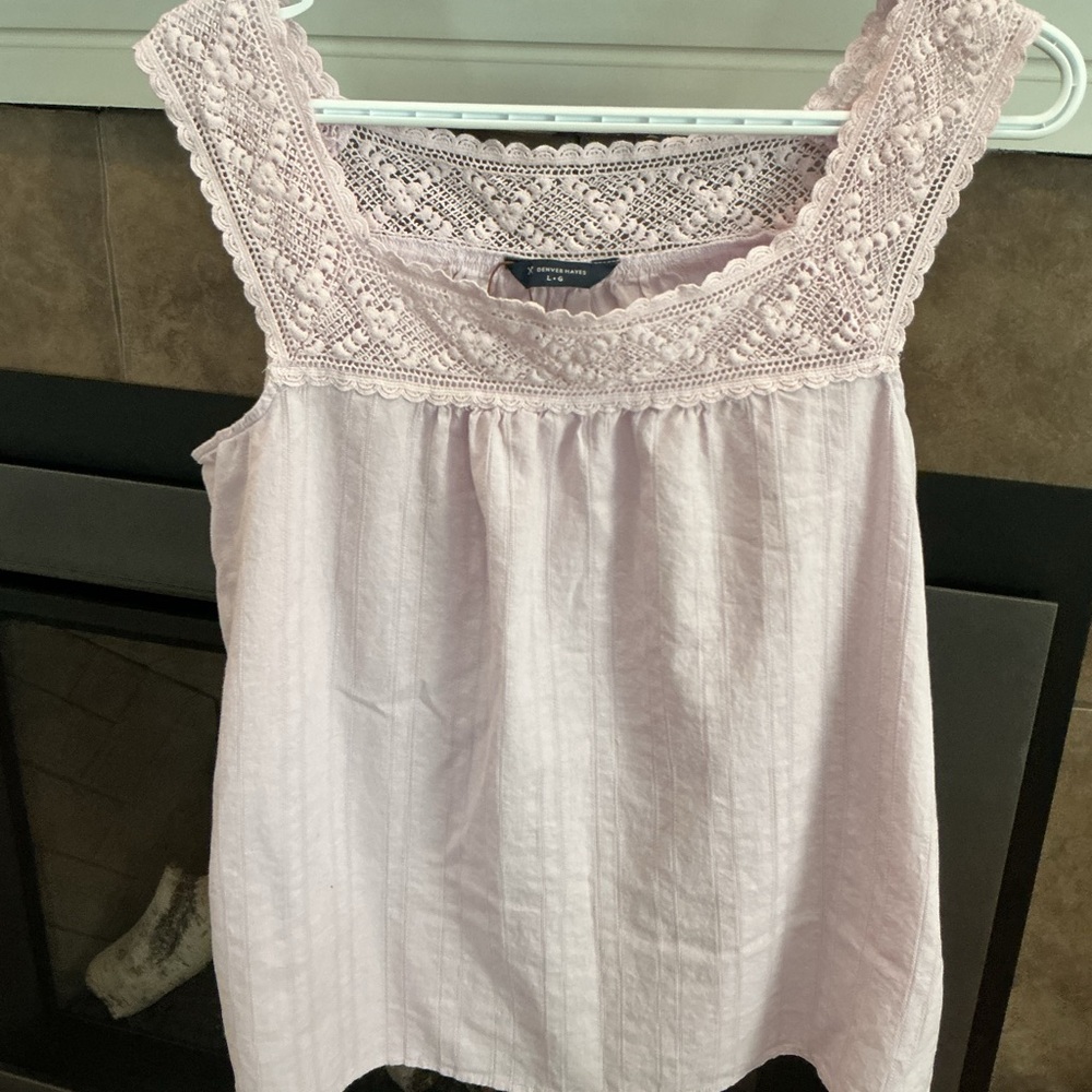 Denver Hayes Pink Smocked Sleeveless Tank Top! Sz. L! New Without Tags!